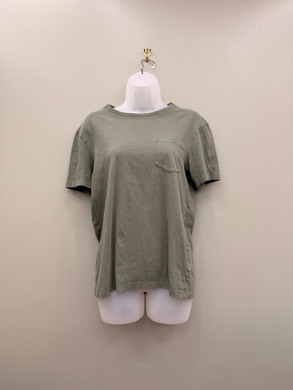 J.Crew Slim Washed Pocket Tee Men M Sage Olive 100% Cotton Garment Dyed
